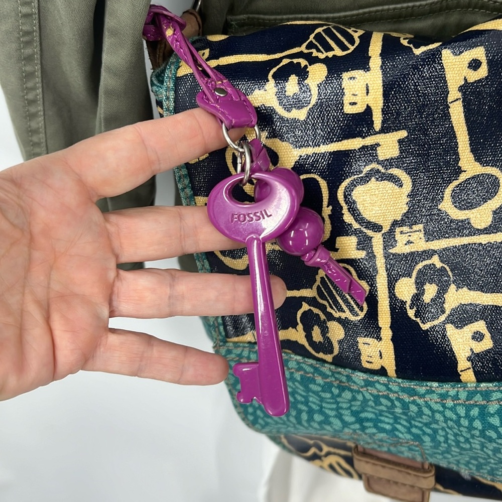 Fossil Key-Per Coated Canvas, Large Crossbody Key… - image 4